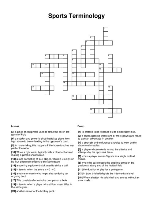 Can You Name a Sport with Takedowns? Try This Crossword Puzzle!