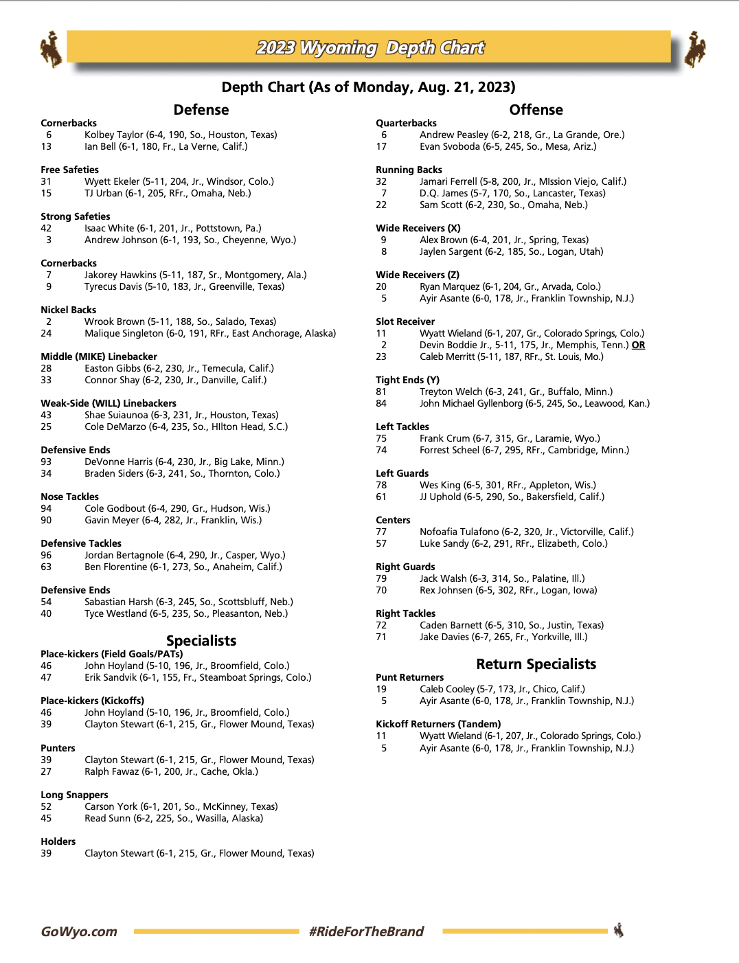 Understanding the Wyoming Depth Chart: Your Easy Guide to the Teams Lineup!