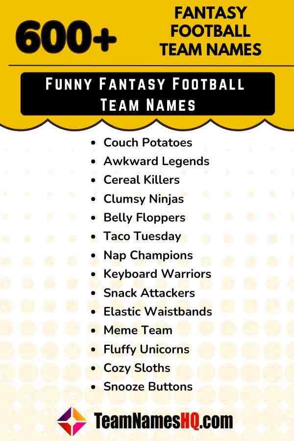 Funny Fantasy Football Names 2024 (No Player Names Edition!)