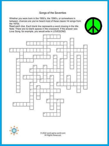 Free Sing-Along Crossword Puzzles (Print & Play)