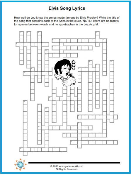 Free Sing-Along Crossword Puzzles (Print & Play)