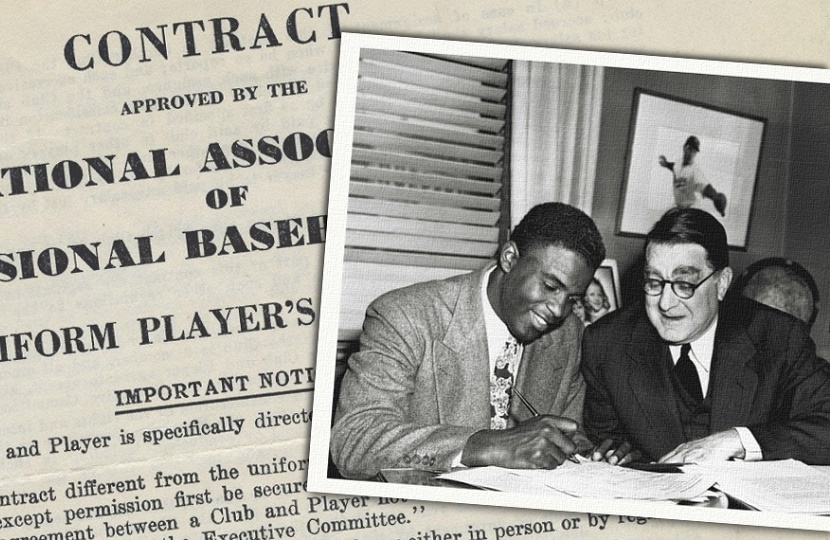 Rare Photo of Jackie Robinson Signing Contract: Explore the Legacy of a Baseball Pioneer